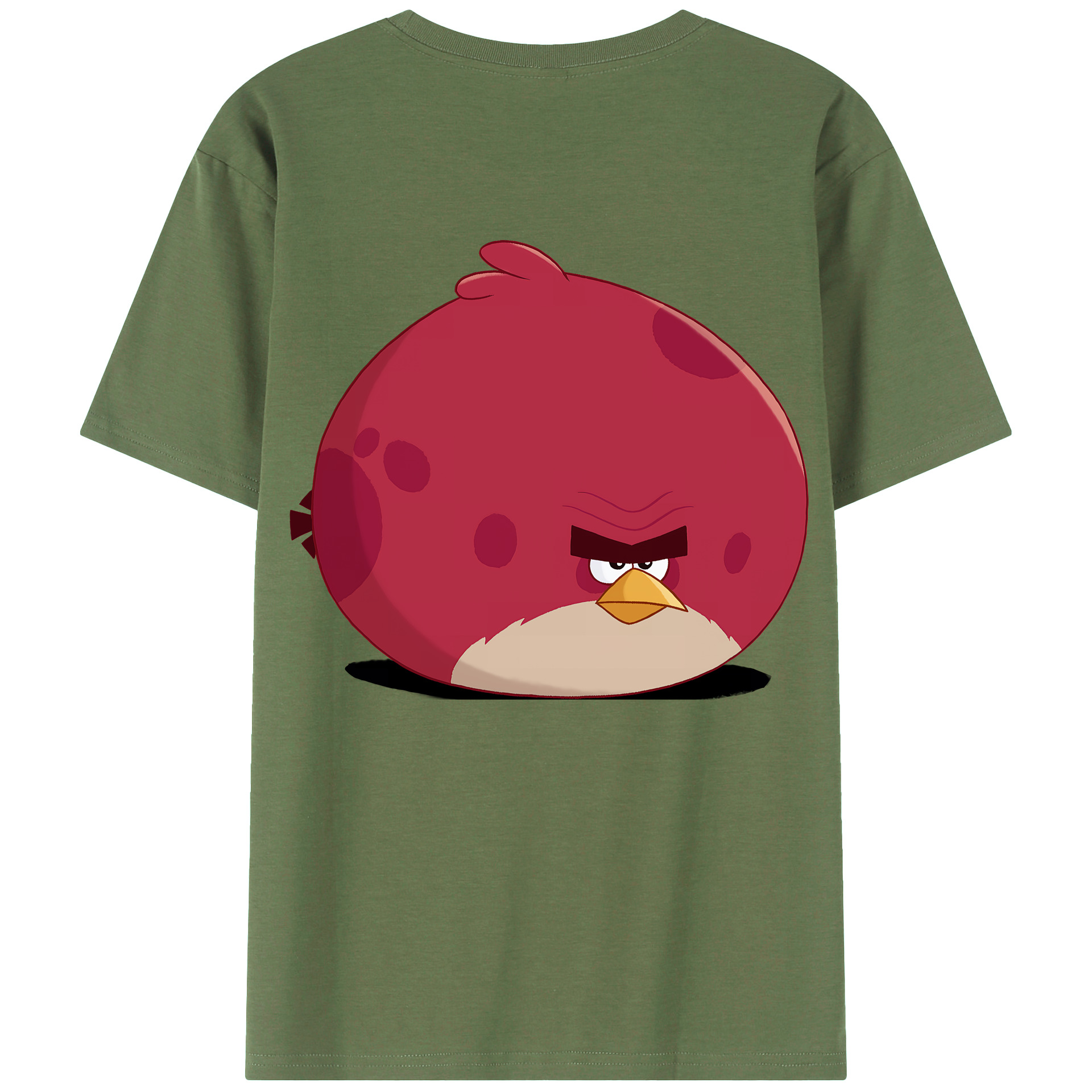（画像用） Angry Birds アングリーバード 綿100％ メンズ半袖Tシャツ（バックプリント） 通気性